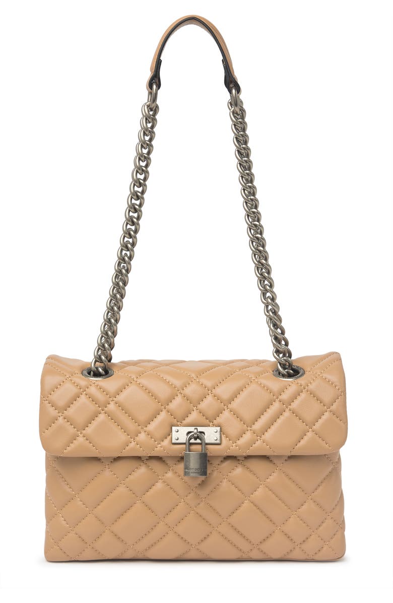 Kurt Geiger Brixton Diamond Quilted Leather Pad Lock Shoulder Bag, Main, color,