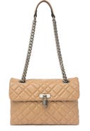 Kurt Geiger Brixton Diamond Quilted Leather Pad Lock Shoulder Bag