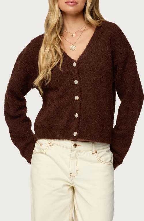 Edikted Jade Bouclé Crop Cardigan In Metallic