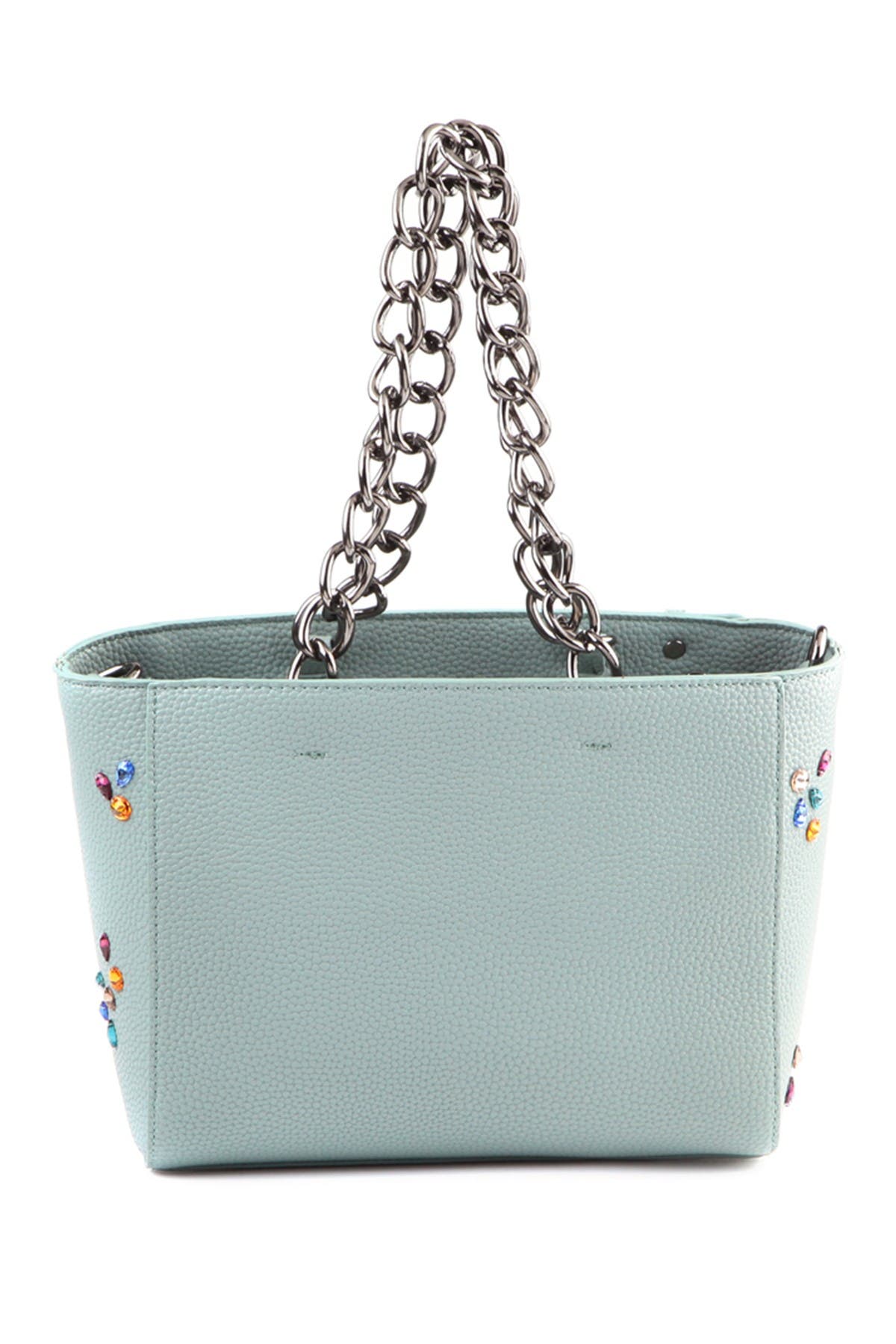 SUZY LEVIAN Pebbled Faux Leather Rhinestone Satchel Handbag, Alternate, color, 