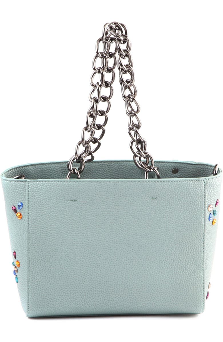 SUZY LEVIAN Pebbled Faux Leather Rhinestone Satchel Handbag, Alternate, color,