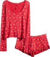 SKIMS Scoop Neck Top 
Ruffle Shorts Pajamas
