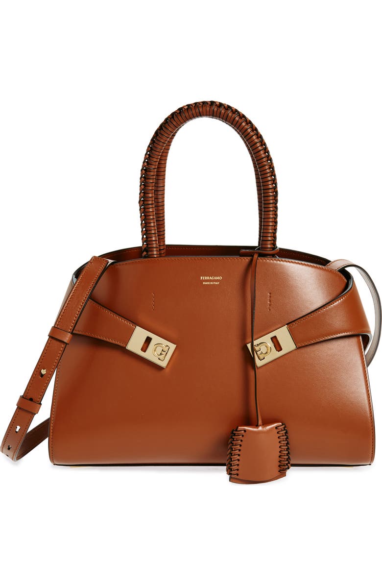FERRAGAMO Small Hug Leather Top Handle Bag, Main, color,