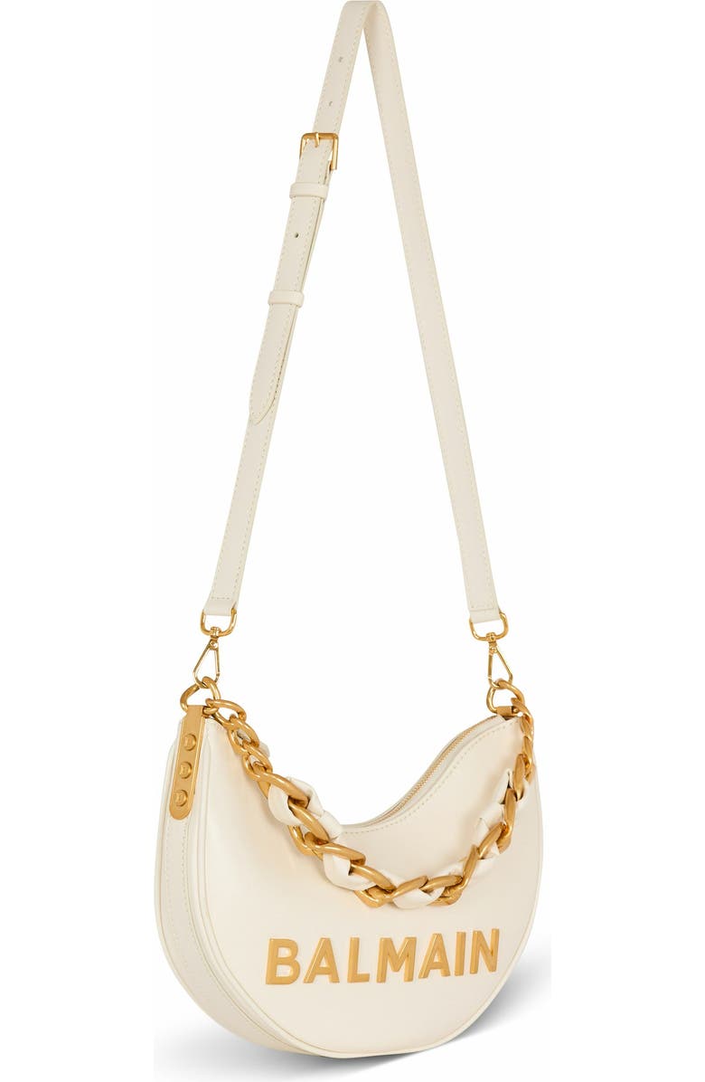 Balmain 1945 Soft Moon Crinkled Calfskin Leather Bag, Alternate, color,