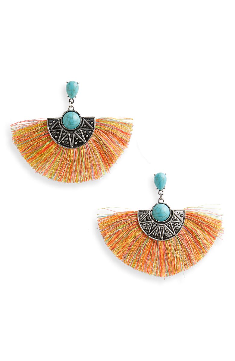 BP. Metal Disc Fan Earrings, Main, color, 