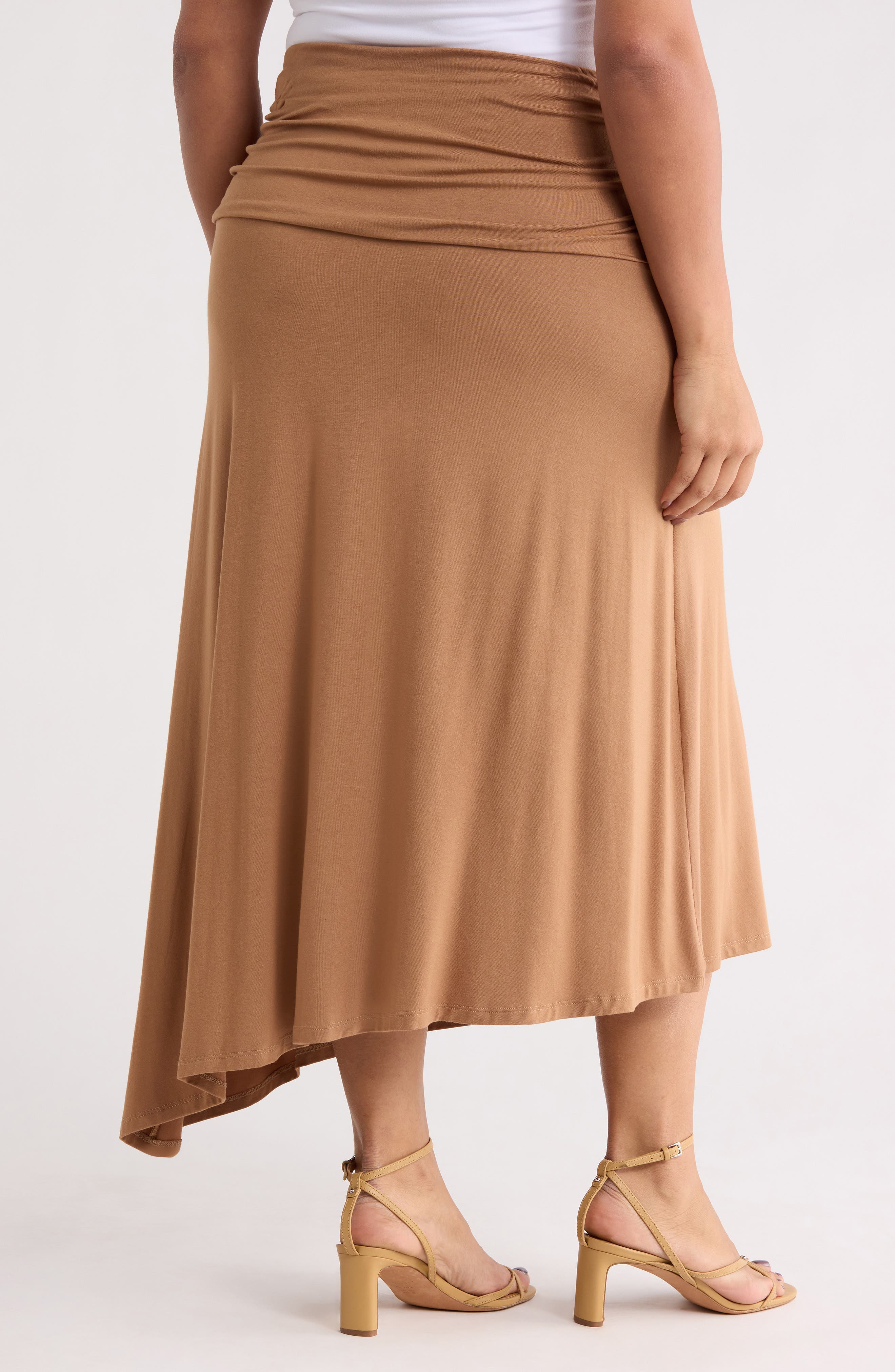 Draped Asymmetric Stretch Modal Midi Skirt - image 4
