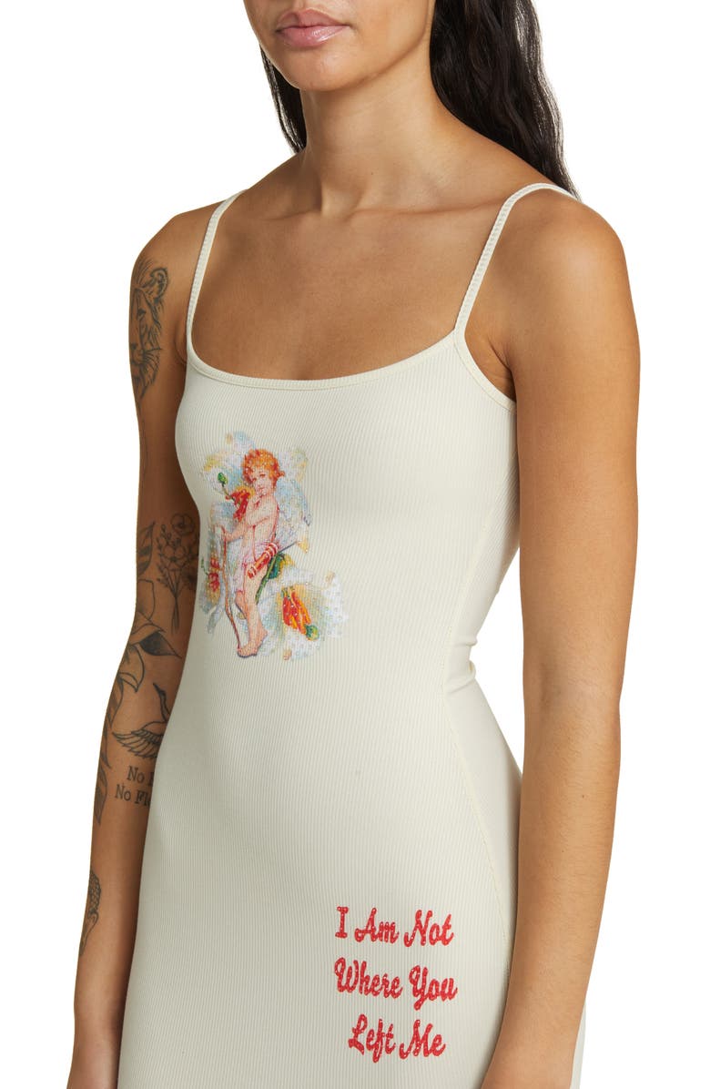 BOYS LIE I Am Not Where You Left Me Rhinestone Embellished Rib Maxi Dress, Alternate, color, 