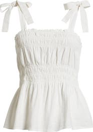 BP. Smocked Linen Blend Tank