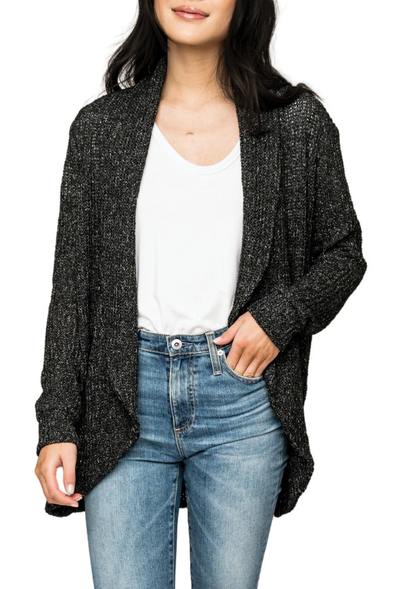 Bouclé Cocoon Cardigan, Main, color, BLACK