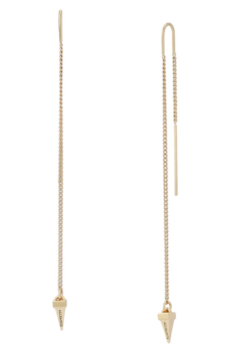 AllSaints Spike Threader Earrings, Main, color, Shiny Gold