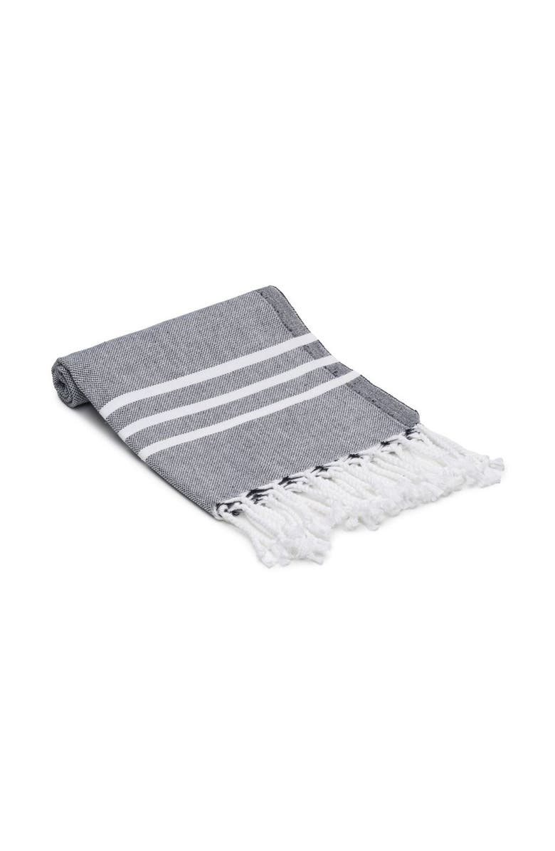 Oliviera Home Trio Stripe Turkish Cotton Hand & Kitchen Towel Bundle, Alternate, color, Black