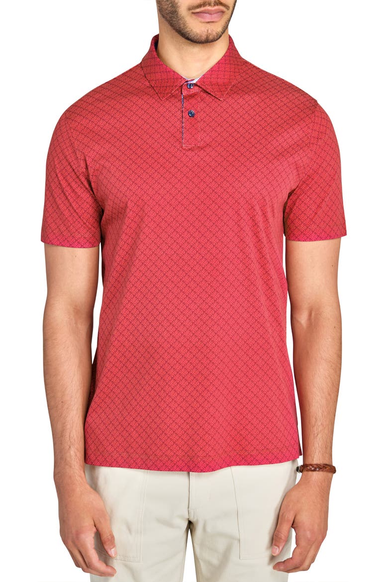 Slim Fit Geo Short Sleeve Polo, Main, color, RUST