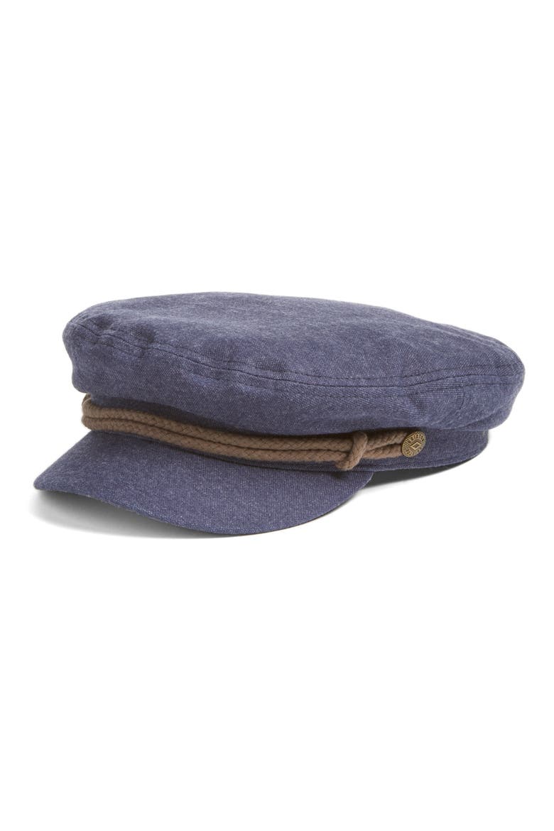 'Fiddler' Newsboy Cap, Main, color, NAVY/ BROWN