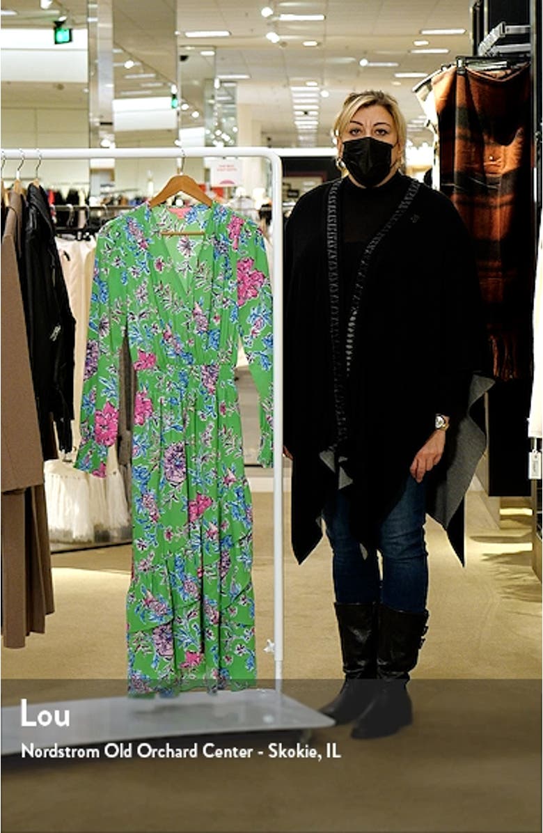 Cristiana Floral Long Sleeve Stretch Midi Dress, sales video thumbnail