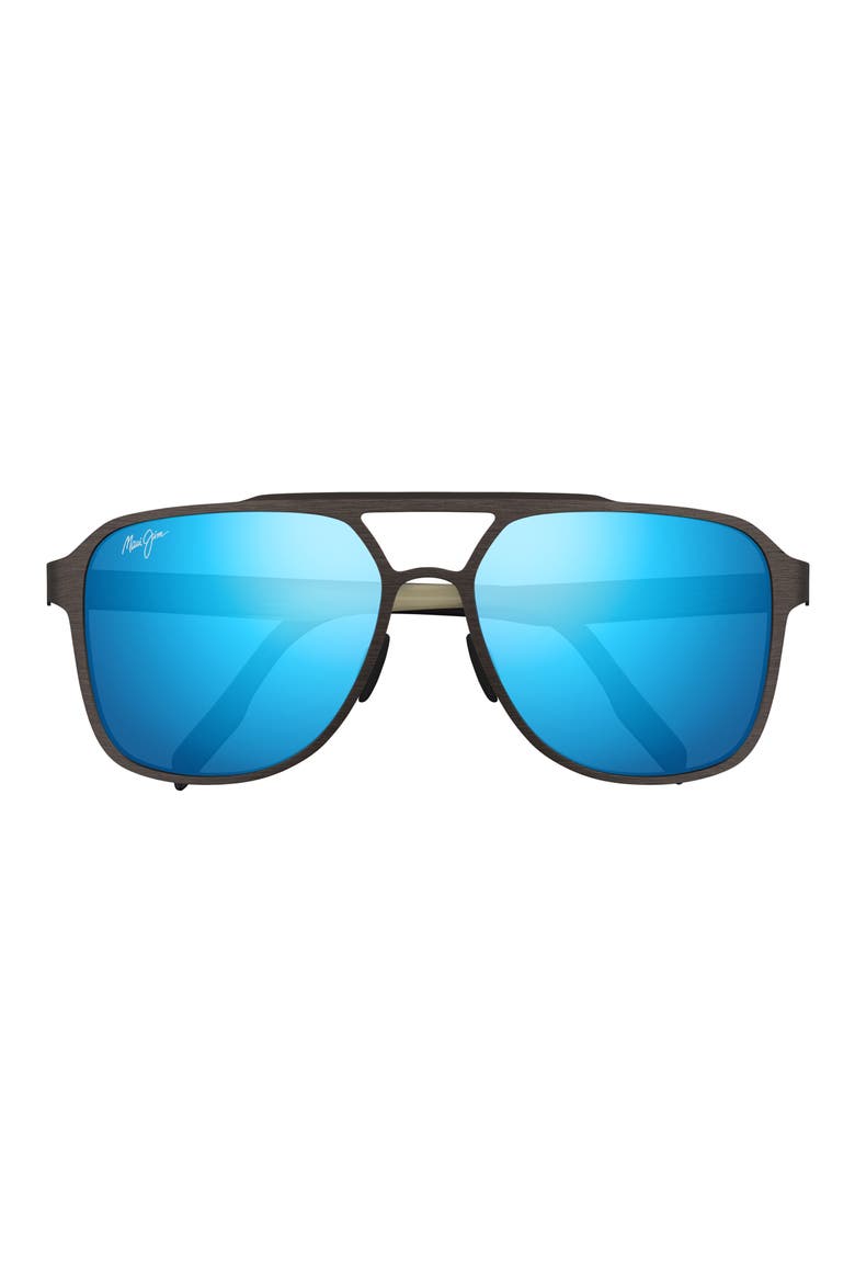 Blue Hawaii 59mm Polarized Aviator Sunglasses, Main, color, GREY