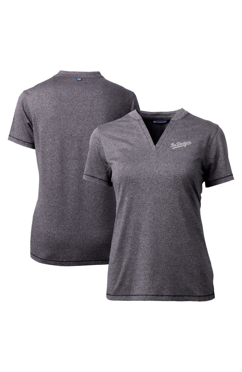 Cutter & Buck Women's Cutter & Buck  Heather Charcoal Los Angeles Dodgers City Connect Forge Heathered Stretch Blade Top, Alternate, color, 