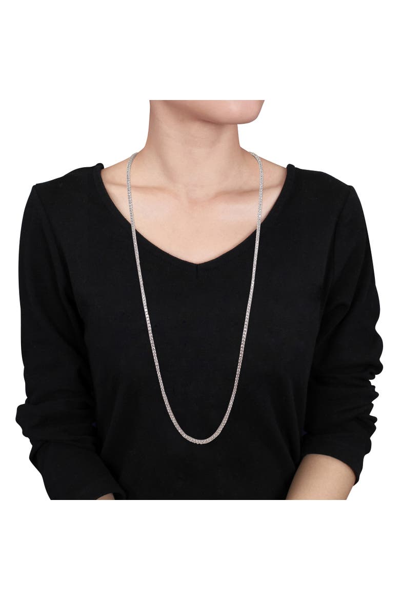 White Cubic Zirconia Tennis Necklace, Alternate, color, Sterling Silver