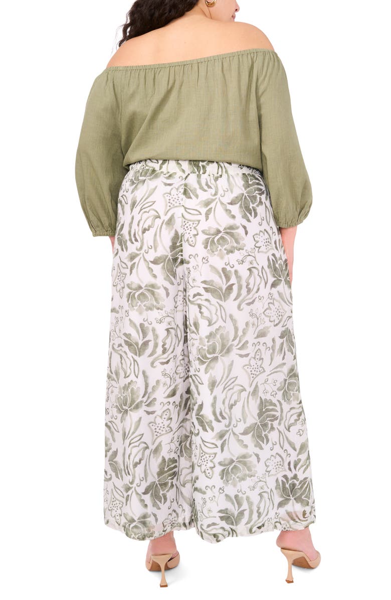 Vince Camuto Floral Print Drawstring Pants, Alternate, color, Olive Mist Floral