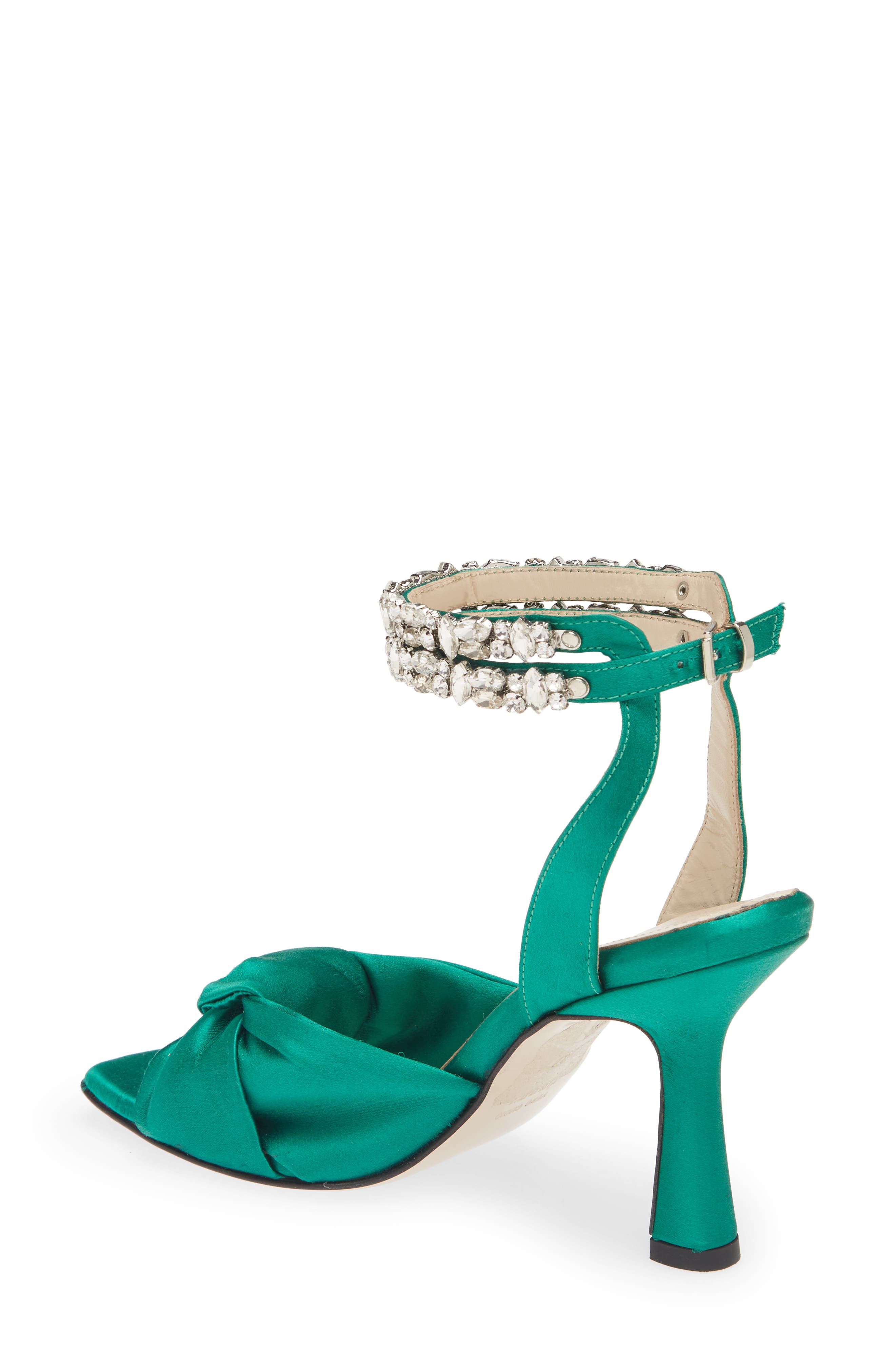 Callie Sandal, Alternate, color, GREEN SILK SATIN WRAPPED