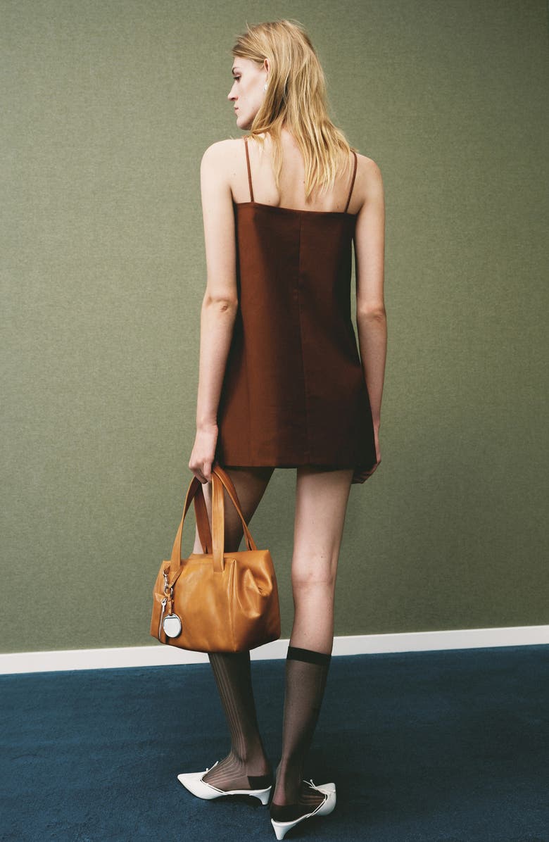 MANGO Bow Minidress, Alternate, color, Medium Brown