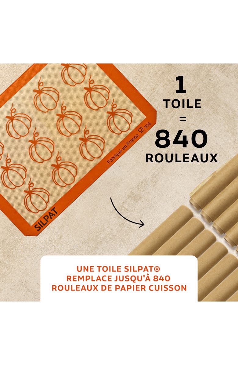 Silpat Premium Pumpkin Non-Stick Half Sheet Size Silicone Baking Mat, 11-5/8 x 16-1/2, Alternate, color, Orange