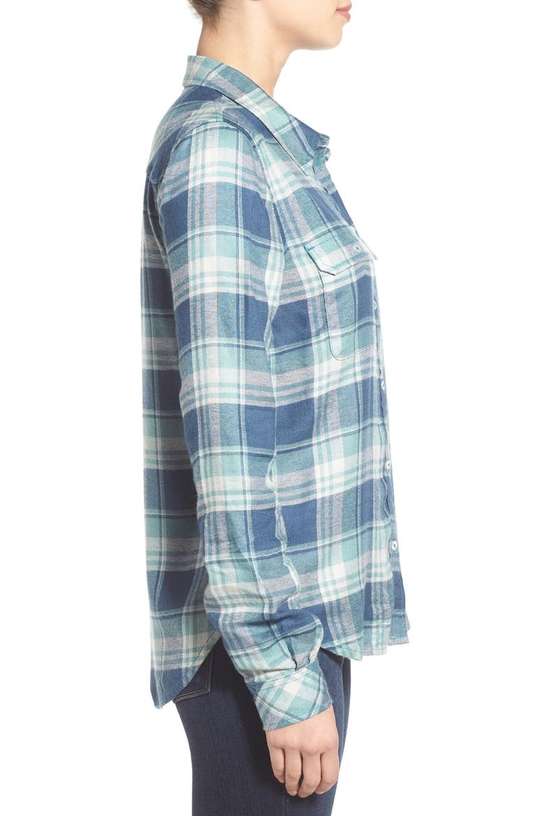Denim 'Trudy' Plaid Shirt, Alternate, color, BLUE TEAL/ TRELLIS
