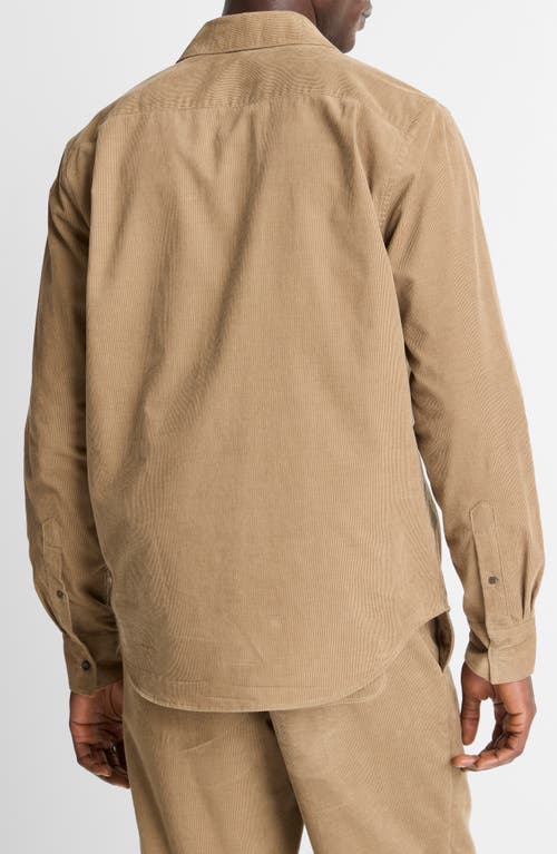 Vince Long Sleeve Button Front Corduroy Shirt In Brown