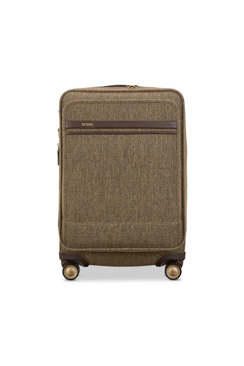 Tweed Carry-on Expandable Spinner, Main, color, Tweed/Natural Leather
