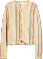 Zimmermann Indra Stripe Cotton Open Stitch Cardigan