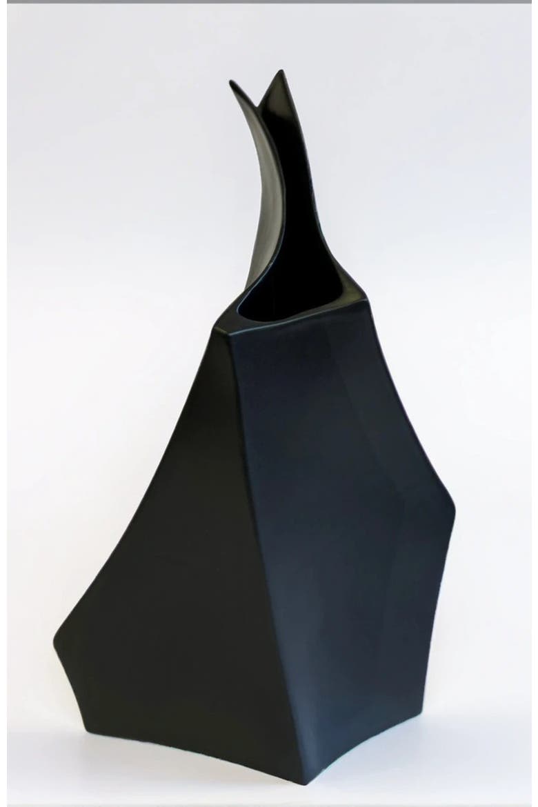 Geo Tall Vase, Alternate, color, Black