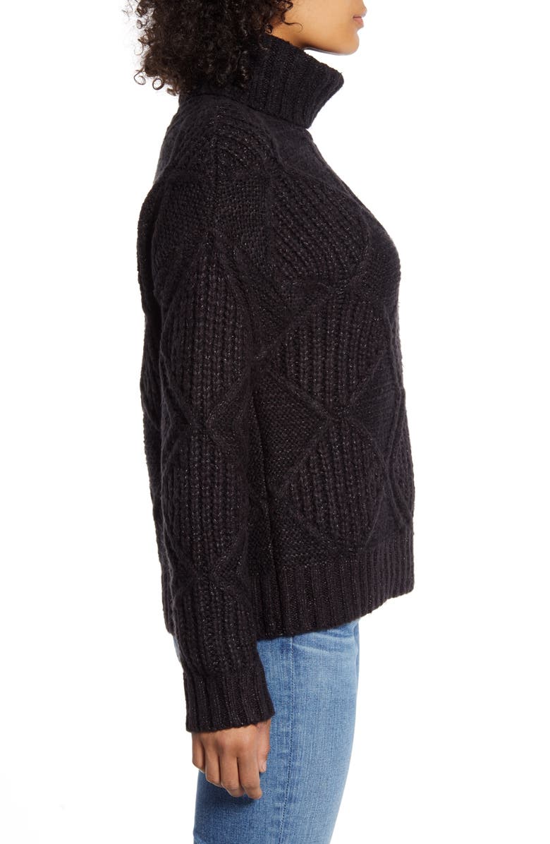 Caslon<sup>®</sup> Chunky Cable Knit Turtleneck Sweater, Alternate, color,