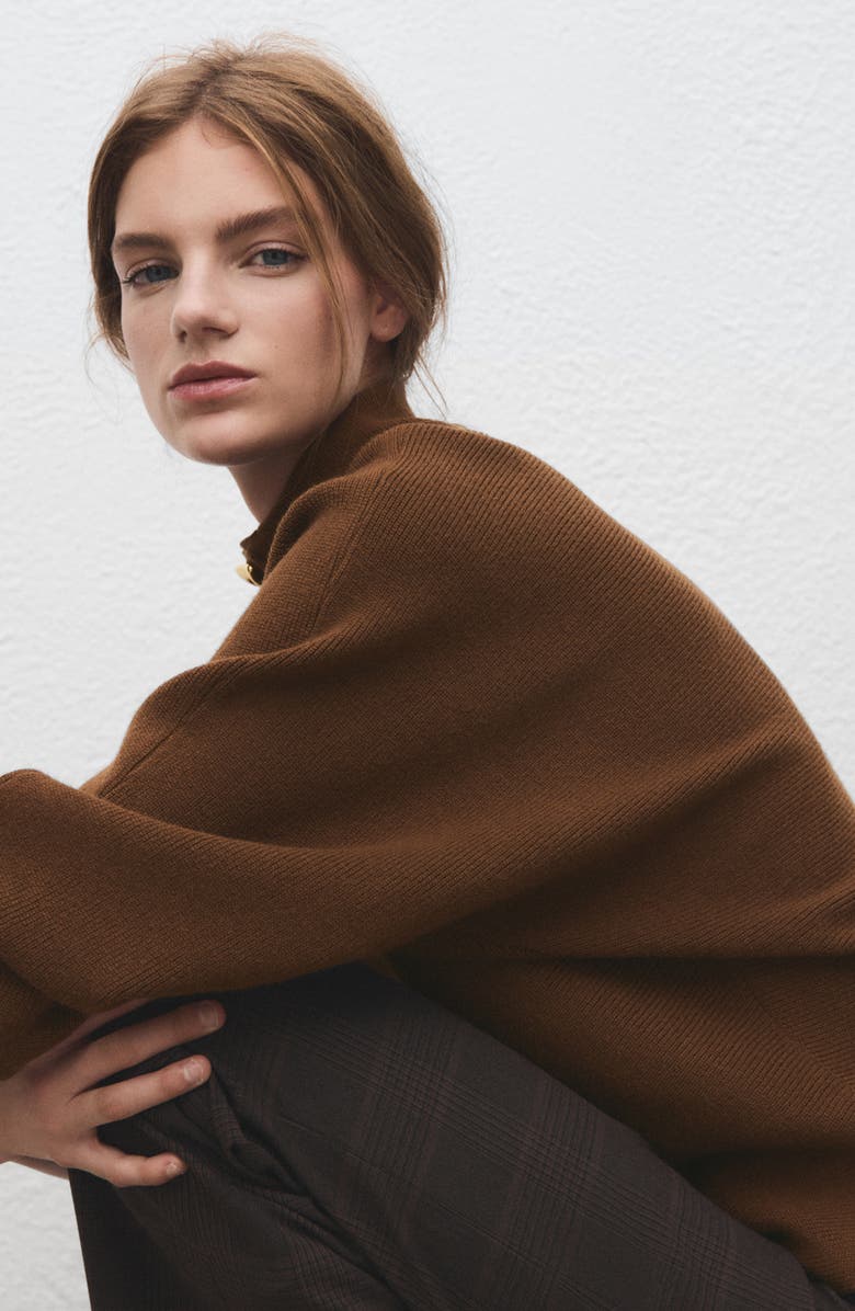 MANGO Uptown Polo Sweater, Alternate, color, Brown