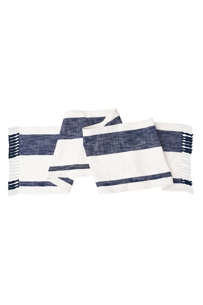 Morgan Striped Table Runners Collection, Main, color, Navy