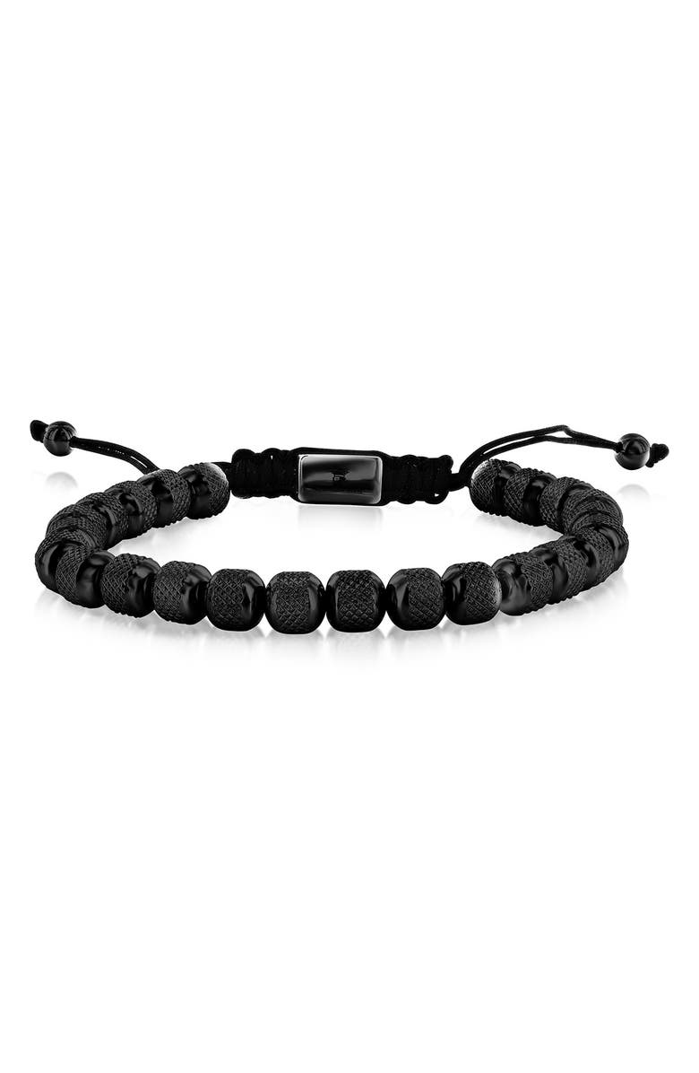 BLACKJACK Men's Textured Beaded Slide Bracelet, Main, color, Black
