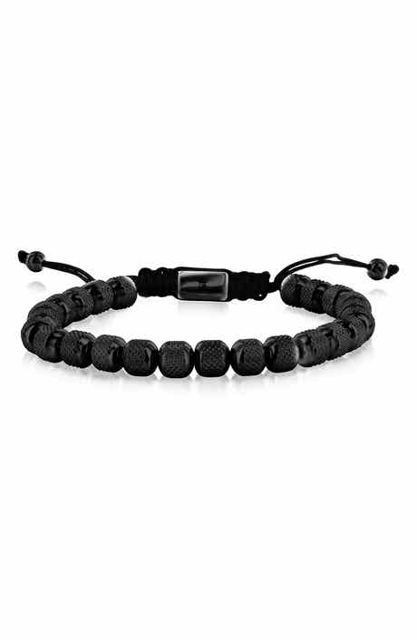 BLACKJACK Men's Textured Beaded Slide Bracelet