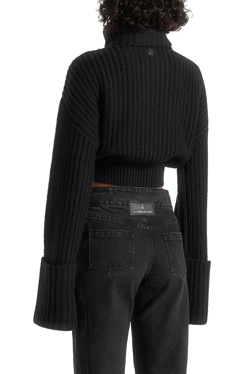 Manière De Voir Amaya Roll Neck Knit Jumper With Cuffs, Alternate, color, Black
