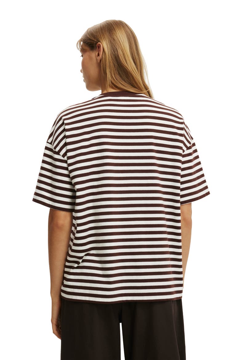 Women's Boxy Short Sleeve Tee, Alternate, color, Sophie Stripe Dark Oak