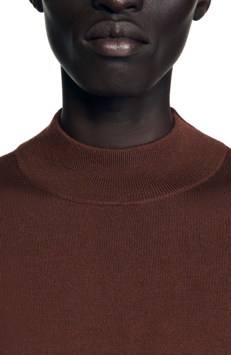 SANDRO Wool sweater with high neck, Alternate, color, Cognac