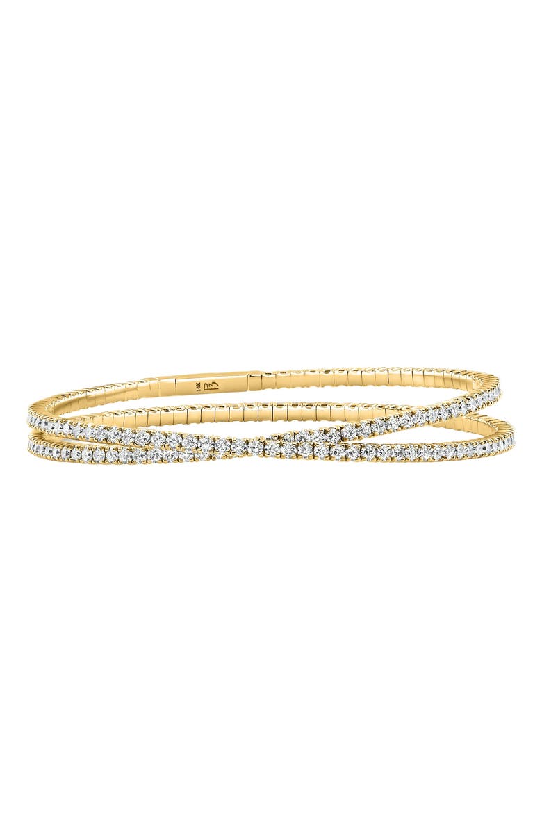 Bliss Diamond 1.70Ct Round Double Flex Diamond Bangle 7" Tennis Bracelet 14k Gold Lab Grown, Alternate, color, 