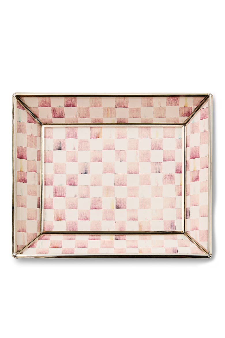 Rosy Check Small Glass Tray, Alternate, color, ROSY
