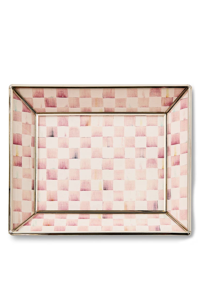 MACKENZIE CHILDS Rosy Check Small Glass Tray, Alternate, color, Rosy