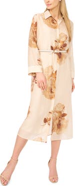 Ted Baker Amaris Floral Long Sleeve Midi Shirtdress