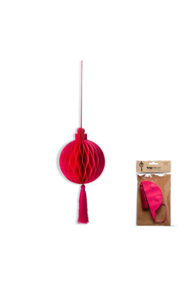 tag Fuchsia Paper Honey Comb Tassel Ornament for Holiday Decor, Main, color, Pink
