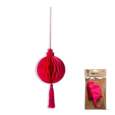 Fuchsia Paper Honey Comb Tassel Ornament for Holiday Decor