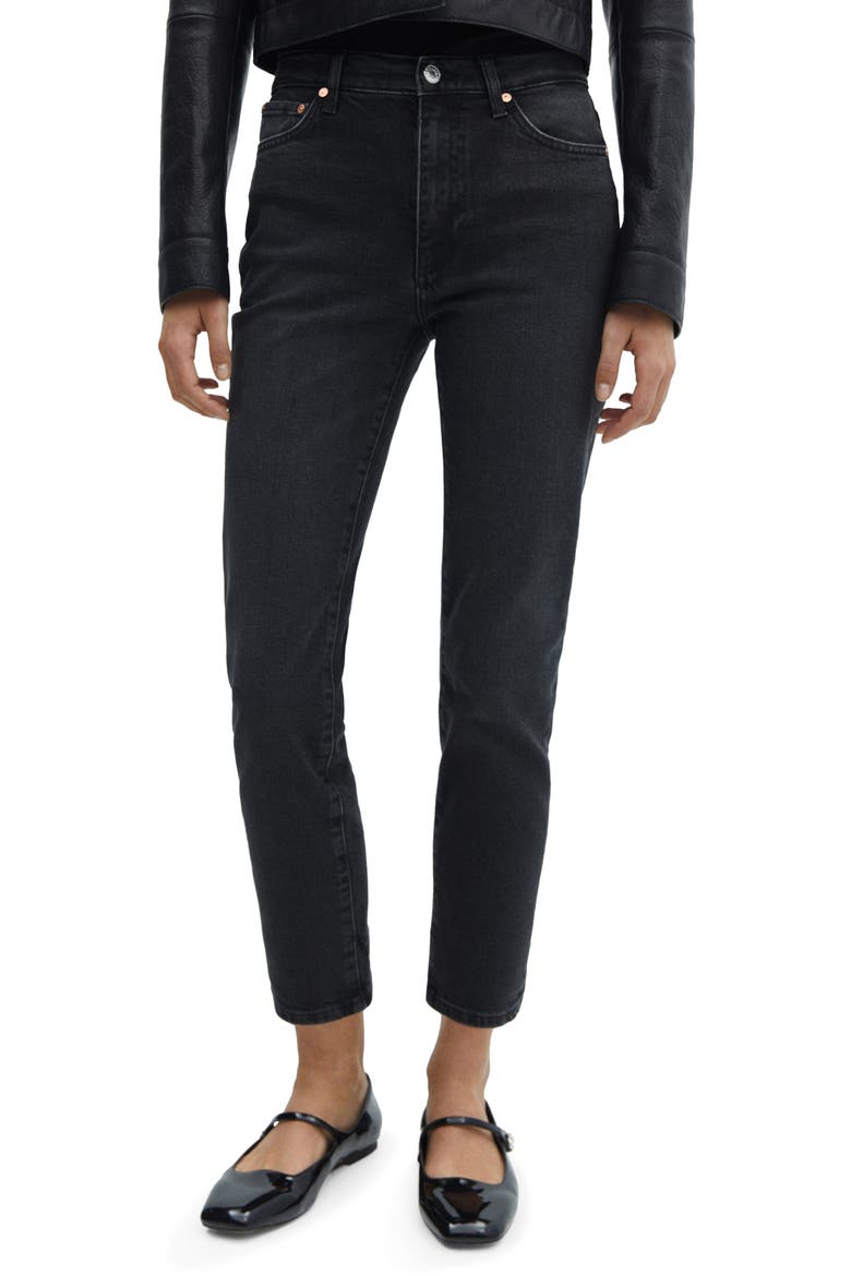 Slim Fit Crop Jeans, Main, color, BLACK DENIM