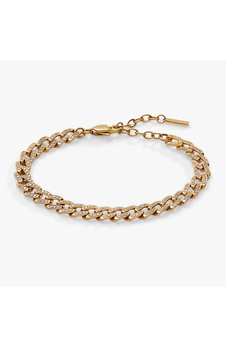 Alex and Ani Crystal Pave Curb Chain Bracelet, Main, color, Gold