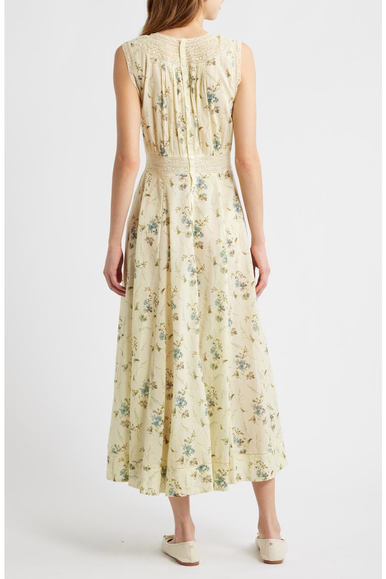 Liliane Floral Lace Detail Organic Cotton Dress, Alternate, color, SUNSHINE PRAIRIE ROSE