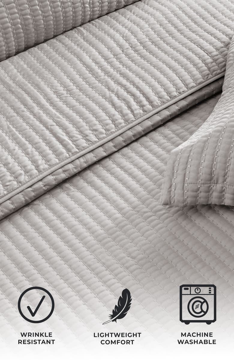 Woven & Weft Channel Stitch Quilt Set, Alternate, color, Light Gray