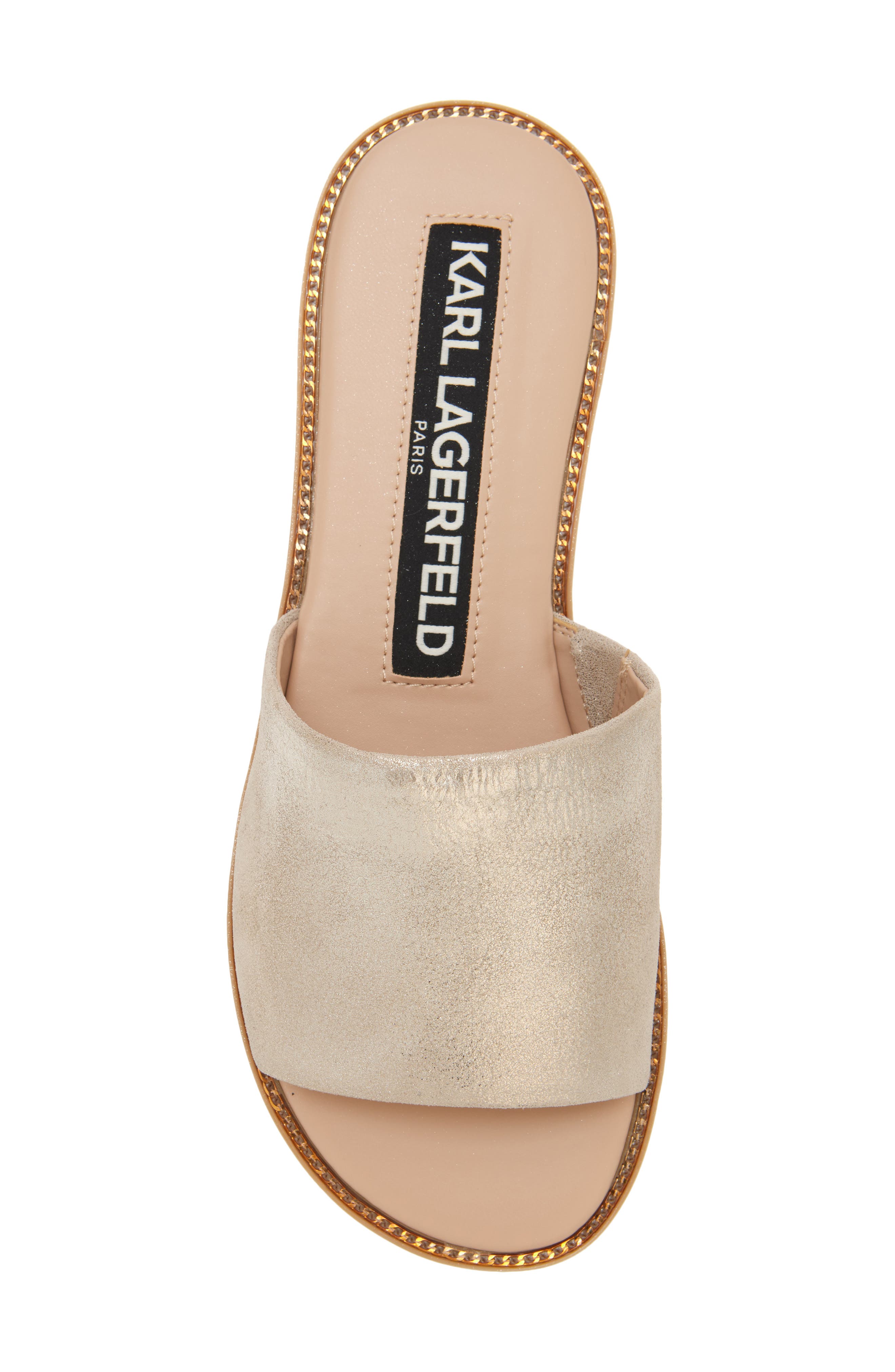 KARL LAGERFELD PARIS Gloria Flat Slide Sandal, Alternate, color, Champagne