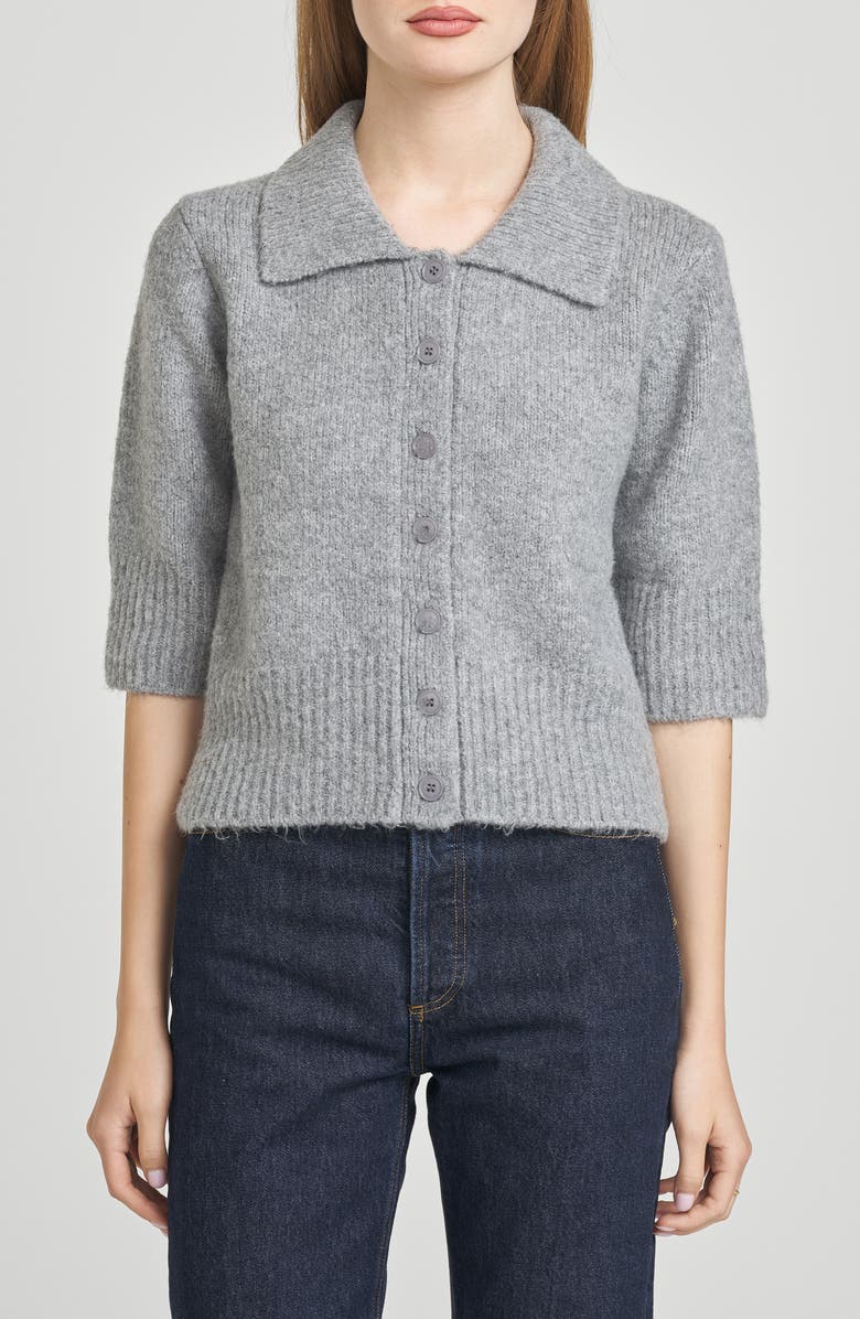 WAYF Harlow Cardigan, Main, color, Heather Grey